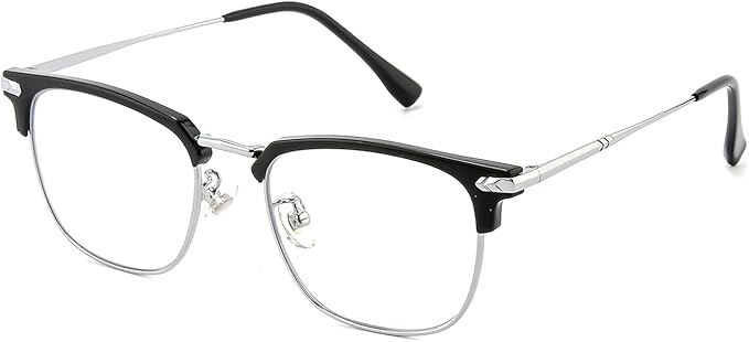 ZanyLen Blue Blocker Glasses for Men Metal Browline Computer Gaming Glasses Filter Blue Ray