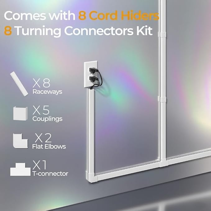 113.4in Cord Hider Kit, Cord Covers for 2-4 Wires on Wall, Self-Adhesive Cable Hider Wire Covers for Cords on Wall, Paintable Cord Hider for Walls Mount Tv, Cable Cover Raceway, W0.95 H0.55in, White - Image 4