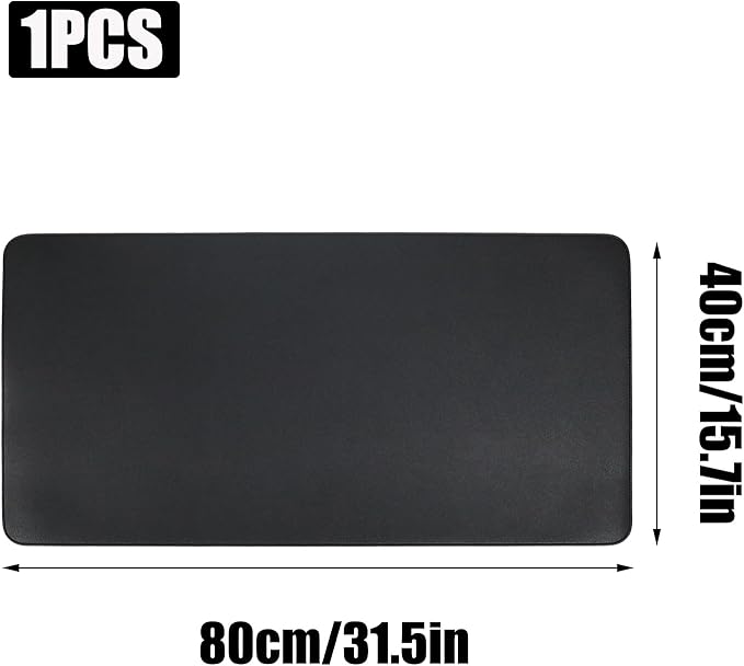 Double-Sided Keyboard Mouse Pad, 31.5"x15.7" PU Leather and Cork Desk Mat Large Overlocked-Edge Desk Pad with Matching Thread, Black