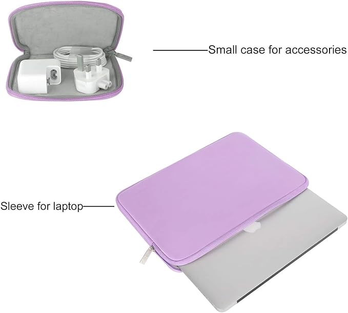 MOSISO Laptop Case 15 inch, 15 inch Laptop Sleeve Bag Compatible with MacBook Air M5 A3448 M4 A3241 M3 A3114 M2 A2941 2026-2023, Dell XPS, Neoprene Computer Sleeve Bag with Small Case, Purple