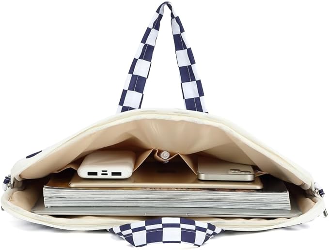 canvaslife Waterproof Pattern Resistant Laptop Shoulder Messenger Bag for Pro 16 inch and 15.6 inch-16 inch Laptop (Deep blue Checker)