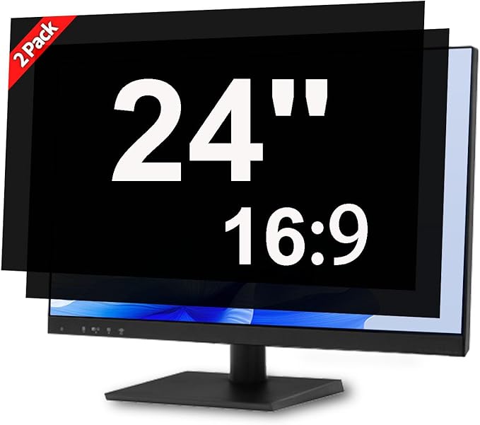 [2 Pack] 24 Inch Privacy Screen for Computer Monitor Blue Light Screen Protector Anti Glare Anti-Scratch Monitor Privacy Shield Screen 24 Inch 16:9 Aspect Ratio