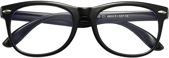 FANNYGO 1 Pack kids Blue Light Blocking Glasses For Girls And Boys Computer Blue Light Blocking Glasses For Age 3-11 (Black)