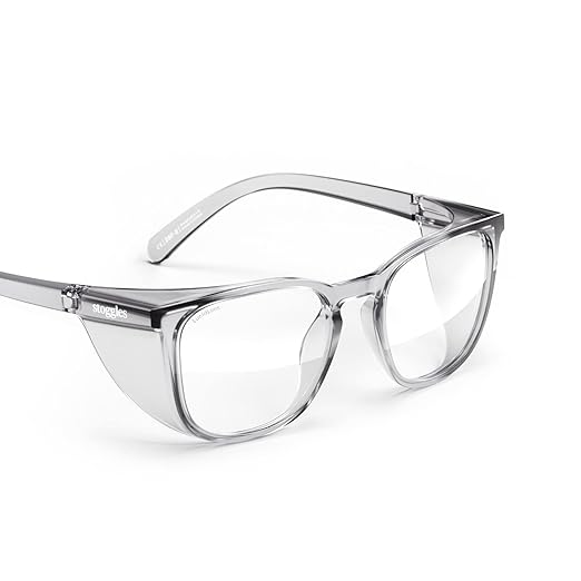 Stoggles Square Z87.1 Certified Polycarbonate Safety Glasses, Scratch & Shatter-Proof, Blue-Light & UV Blocking Lens, Top & Side Shields, Anti-Fog Dip Coated, Durable, Protective & Stylish Eyewear