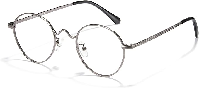 Cyxus Blue Light Glasses for Men and Women, Round Metal Frame Computer Eyeglasses for Office, Gaming, Reading 8090