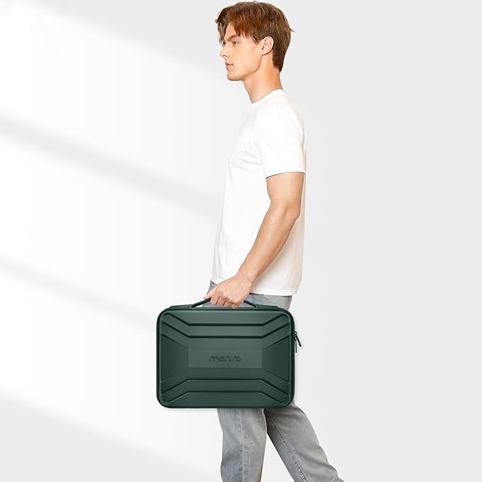 MOSISO 15-16 inch Laptop Hard Case, 15.6 inch Waterproof Shockproof Computer Bag Compatible with MacBook HP Dell, Symmetrical Trapezoid EVA Carrying Laptop Sleeve Hard Shell with Handle, Emerald Green
