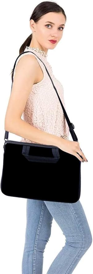 RICHEN 14 15 15.4 15.6 inch Laptop Shoulder Bag Messenger Bag Notebook Handle Sleeve Neoprene Carrying Case with Accessories Pocket (14-15.6 inch, Pure Black)