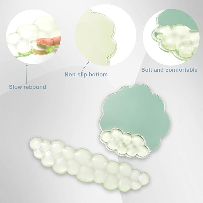 Cloud Wrist Rest and Cloud Mouse Pad for Keyboard and Mouse - Ergonomic Cloud Mouse Pad with Gel Wrist Support, Non-Slip Base Cute Office Accessories for/Desktop/Latop/Home/Gaming