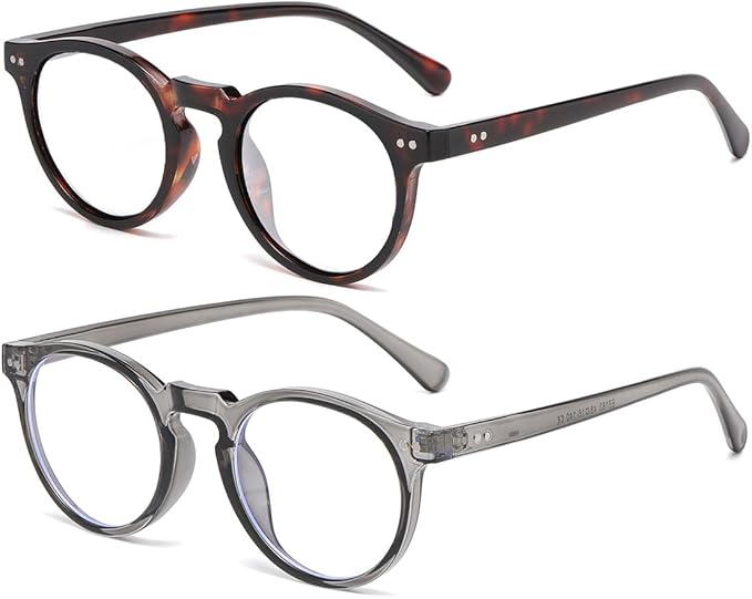 JOVAKIT Round Blue Light Glasses for Women Men Fashion Retro 90s Small Frame Computer Eyeglasses Anti Eyestrain