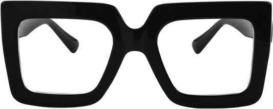 Onrtry Oversized Square Blue Light Glasses for Women Men Thick Frame Big Computer Eyewear Non-Prescription Eyeglasses