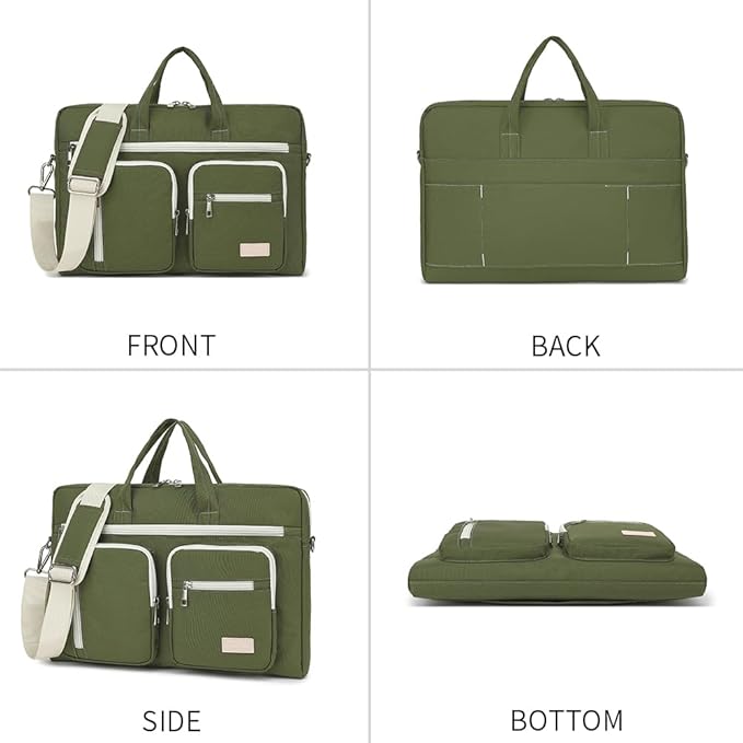 15-15.6 inch Laptop Shoulder Bag, for MacBook Pro 16, Hp Lenovo Dell 14 inch Waterproof Messenger Bag Case Sleeve (Army green)