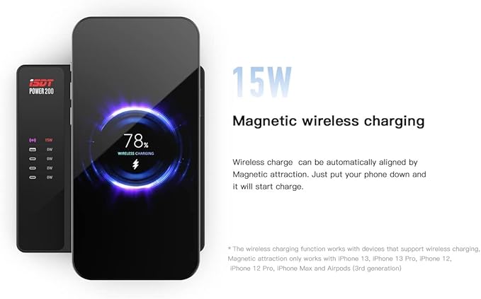 ISDT Power 200H 200W USB C Charging Station 5-in-1 Desktop Charger with 3 USB-C, USB-A & 15W Magnetic Wireless Charger, PD Fast Charging Hub with LCD Display for MacBook, Laptop, iPad, iPhone, Samsung