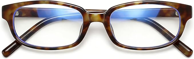 HJSTES Retro Clear Rectangle Glasses for Women Men Fake Blue Light Blocking Lens Narrow Frame Non Prescription Eyeglasses
