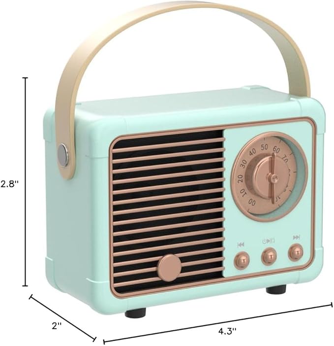 Retro Bluetooth Speaker, Wireless Portable Speaker with Crystal Clear Stereo Sound and Rich Bass, Vintage Decor, Retro Decor, Gifts for Teen Girls Boys Women (Blue)