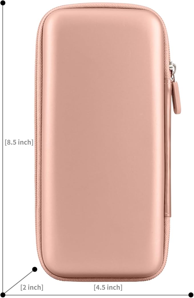 iMangoo Travel Essential Electronics Organizer Charger Case, Shockproof Dual Zipper Power Bank Cables Tech Accessories Pouch Purse, Men & Women Travel Must Have Storage Bag, 8.5x4.5x2 inch Rose Gold