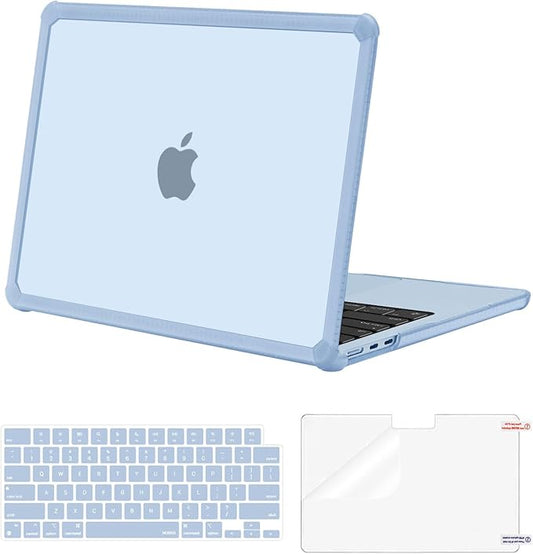 MOSISO Compatible with MacBook Air 13 inch Case M5 2026 M4 2025 M3 M2 2024-2022 A3449 A3240 A3113 A2681,3 in 1 Kit Crack-Resistant Heavy Duty Protective Plastic Hard Case with TPU Bumper, Sky Blue