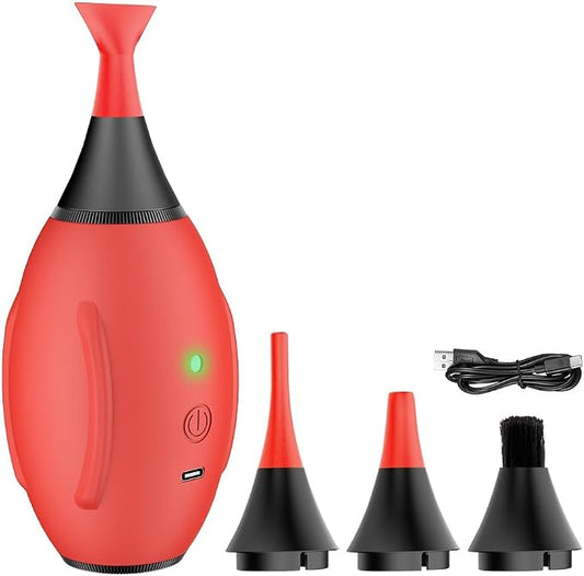 LENSGO Electric Air Blow,Camera Cleaning Kits with 4 Cleaning Heads for CMOS/Regular/Crevice Clean and Brush, 4.0kPa Dust Removal Type C Charge (Red) by LENSGO