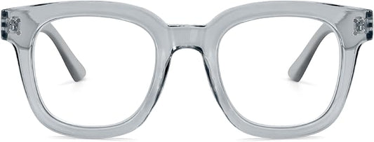 Madison Avenue Oversized Blue Light Blocking Glasses for Women Fashion Blue Light Blockers Anti Eyestrain & UV Protection Computer Eyeglasses (Ttransparent Grey)
