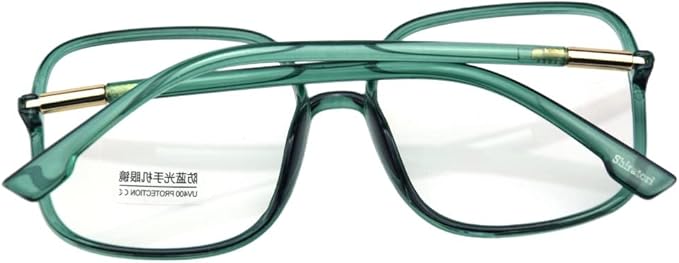 Shiratori Woman's New Retro Blue Light Blocking Glasses Oversized Nerd Eyeglasses Frame Anti Blue Ray Computer Game Glasses Green