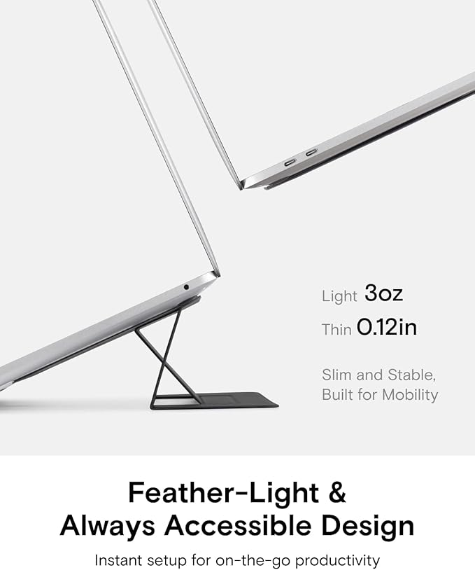 MOFT Invisible Slim Laptop Stand, Adhesive And Reusable, Adjustable Perfect Viewing Angles, Compatible with Laptops Up to 15.6", Grey