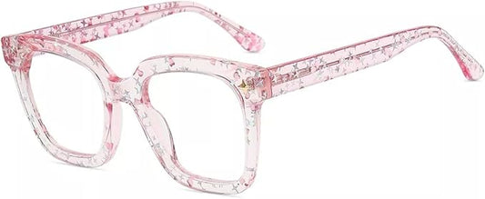 Firmoo Oversized Blue Light Glasses for Women Men Large Frame Anti Eyestrain & UV Protection Computer Gaming Blue Blocker Eyeglasses(Glare Pink)