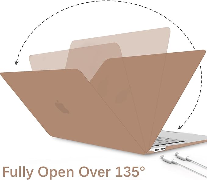 B BELK Compatible with MacBook Air 13 inch Case 2022 2021 2020 2019 2018 A2337 M1 A2179 A1932, Matte Plastic Hard Shell+ Keyboard Cover+ Screen Protector for MacBook Air 13.3 inch Case, Caramel Brown