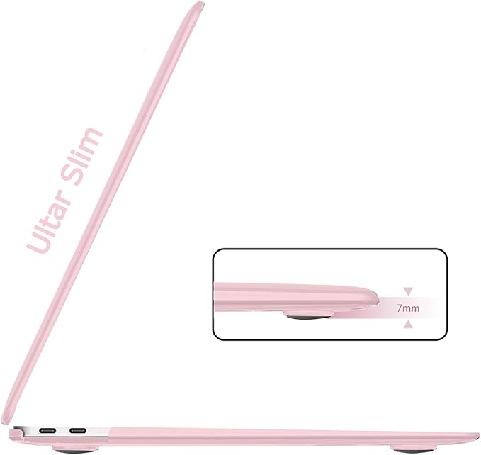 B BELK Compatible with MacBook Air 13 inch Case 2022 2021 2020 2019 2018 Release A2337 M1 A2179 A1932 with Touch ID, Plastic Laptop Hard Shell Case + Keyboard Cover + Screen Protector, Rose Quartz