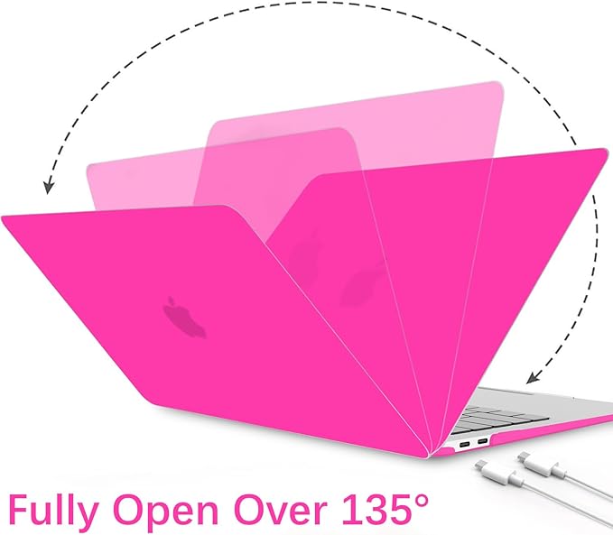 B BELK Compatible with MacBook Air 13 inch Case M1 2022 2021 2020 2019 2018 Release A2337 A2179 A1932, Matte Plastic Hard Shell+ Keyboard Cover+Screen Protector for MacBook Air 13.3 inch Case,Hot Pink