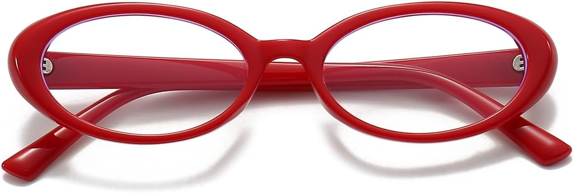 JOVAKIT Oval Blue Light Blocking Glasses for Women Men Vintage Fashion Small 90s Retro Oval Frame Style Eyeglasses
