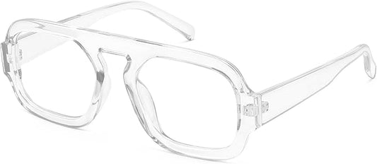 MEETSUN Oversized Retro Square Aviator Computer Blue Light Blocking Glasses for Women Men Fashion Fake Eyeglasses