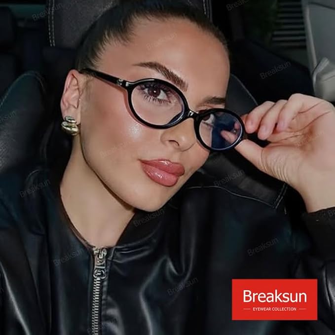Breaksun Fashion Oval Glasses for Women Men Retro Round Tortoise Frame Blue Light Glasses Nerd Eyeglasses