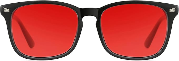 TIJN Sleep Glasses with Blue Green Light Blocking, Red Light Lens for Computer Gaming, Screen Fatigue & UV Protection