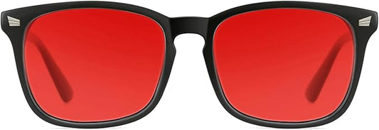 TIJN Sleep Glasses with Blue Green Light Blocking, Red Light Lens for Computer Gaming, Screen Fatigue & UV Protection