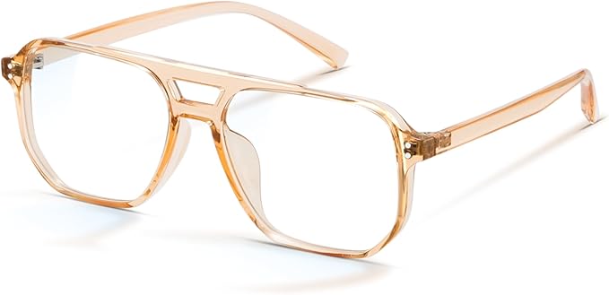 livho Retro Aviator Blue Light Blocking Glasses for Women Men with Soft Case, Trendy Rectangle Computer Eyeglasses