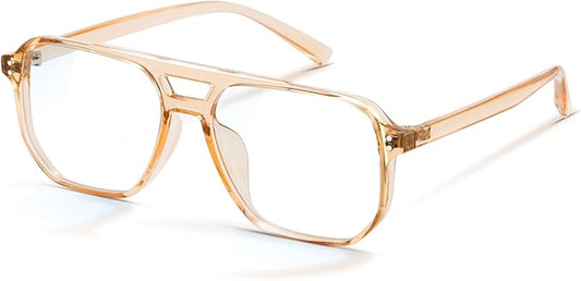 livho Retro Aviator Blue Light Blocking Glasses for Women Men with Soft Case, Trendy Rectangle Computer Eyeglasses