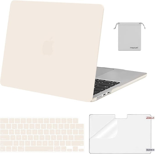MOSISO Compatible with MacBook Air 13 inch Case M5 2026 M4 2025 M3 M2 2024-2022 A3449 A3240 A3113 A2681,Hard Shell&Keyboard Cover&Screen Film&Pouch for MacBook Air 13.6 inch Case, Beige