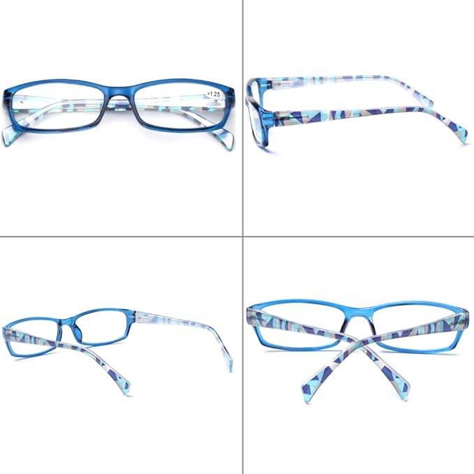 Henotin 5-Pack Reading Glasses Blue Light Blocking Anti Eyestrain Computer Reading Glasses for Women and Men Readers (Mixed color, 4.00)