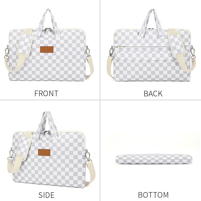 canvaslife Waterproof Pattern Resistant Laptop Shoulder Messenger Bag for Pro 16 inch and 15.6 inch-16 inch Laptop (Grey Checker)