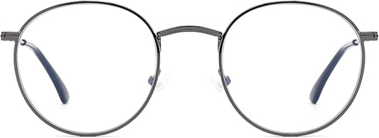 Round Blue Light Blocking Glasses for Men Women, Circle Metal Wire Rimmed Frame Glasses Anti Glare & UV RF5002