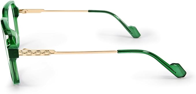 VISOONE Oversized Blue Light Blocking Glasses with Chic Square TR90 Frame and Metal Temple for Women Men REMY