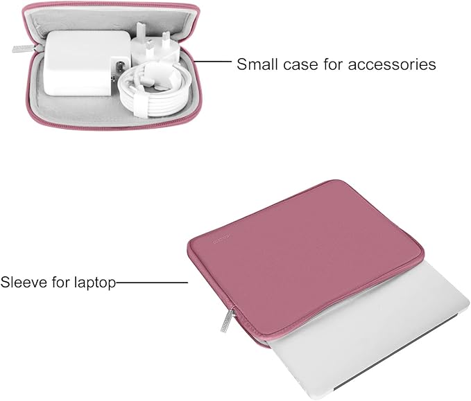 MOSISO Laptop Case 15 inch, 15 inch Laptop Sleeve Bag Compatible with MacBook Air M5 A3448 M4 A3241 M3 A3114 M2 A2941 2026-2023, Dell XPS, Neoprene Computer Sleeve Bag with Small Case, Dusty Rose