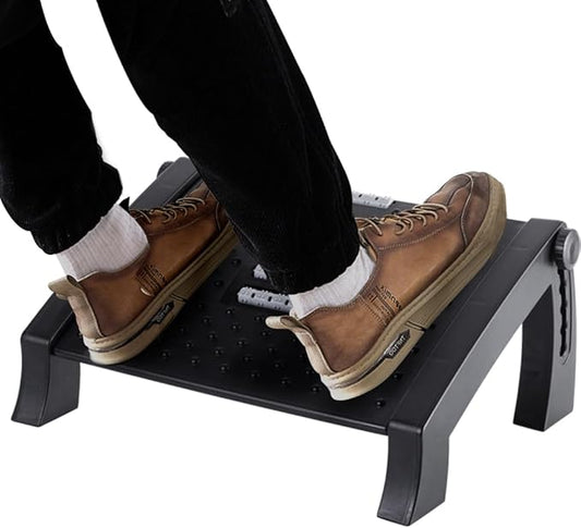 CasaZenith Foot Rest, Six Heights Adjustable Foot Rest for Under Desk at Work, Ergonomic Foot Stool for Under Office Desks, Under Desk Footrest with Foot Massage Roller, Office Leg Rest (Classics)