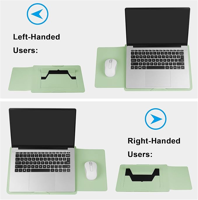 HoYiXi 15.6" Laptop Sleeve Case PU Leather with Stand Compatible with MacBook Pro 16/15.4'' MacBook Pro 15, Mac Air 15/ Dell, Matebook,Asus,15-16'' Laptop Bag,(Patent Pending),Green