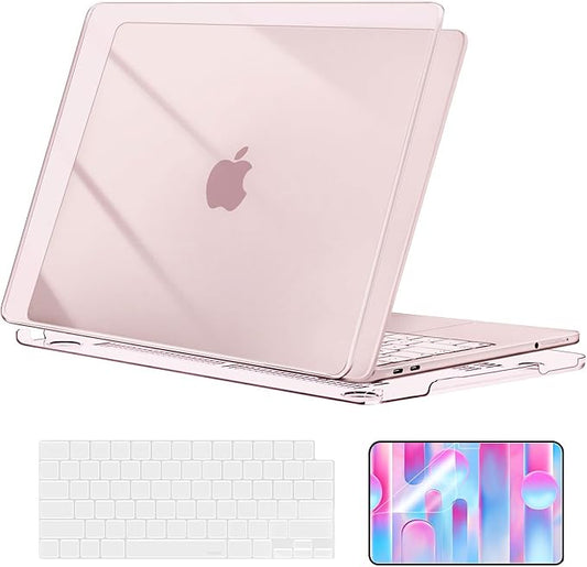 MOSISO Compatible with MacBook Neo Case 13 inch 2026 Release Model A3404 with A18 Pro Chip, Ultra-Thin Protective Crystal Hard Shell Case&Keyboard Cover&Screen Protector, Blush