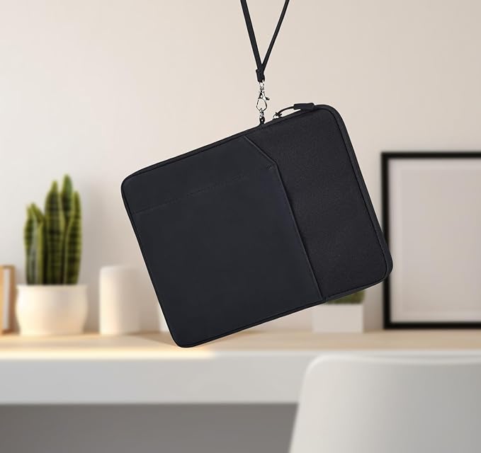 CAAORDKSO 12.9-13 inch Tablet Sleeve for 13 inch iPad Air/iPad Pro, iPad Pro 12.9, Surface Laptop Go 12.4, Samsung Galaxy Tab S10+ Plus/S9+ S8+/S7+ Plus/S7 FE 12.4" Waterproof Bag Carrying Case,Black