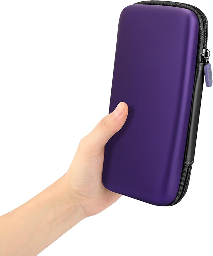 iMangoo Travel Essential Electronics Organizer Charger Case, Shockproof Dual Zipper Power Bank Cables Tech Accessories Pouch Purse, Men & Women Travel Must Have Storage Bag, 8.5x4.5x2 inch Purple