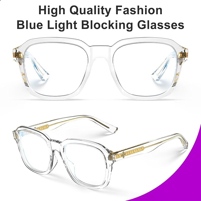 VISOONE Oversized Square Blue Light Blocking Glasses Fashion Computer Eyewear for Women and Men BENNETT