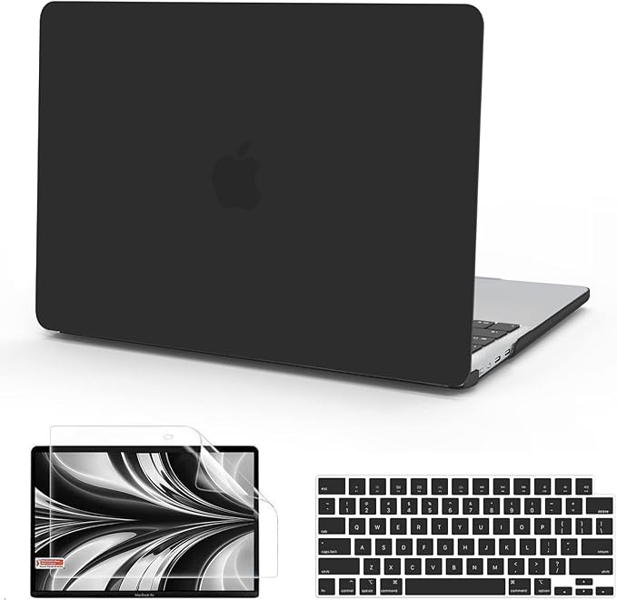 B BELK Compatible with MacBook Air 13.6 inch Case M5 2026 2025 2024 2023 2022 M4 M3 M2 A3449 A3240 A3113 A2681 Liquid Retina Display, Plastic Hard Shell Case+Keyboard Cover+Screen Protector, Black