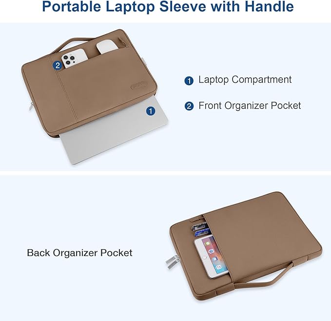 MOSISO Laptop Case 13.3 inch, 13-13.3 inch Laptop Sleeve with Handle Compatible with MacBook Air/Pro 13/Pro 14 M5 M4 M3 M2 M1,HP Dell ASUS Lenovo, Polyester Multifunctional Computer Bag, Brown