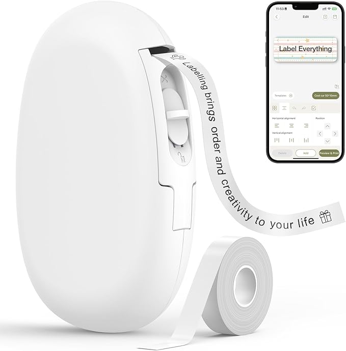 SUPVAN Label Makers E10 Mini Bluetooth Label Printer Wireless Labeler Label Maker Machine Multiple Templates Available Labelmaker for Office Organization Home Kitchen Storage White